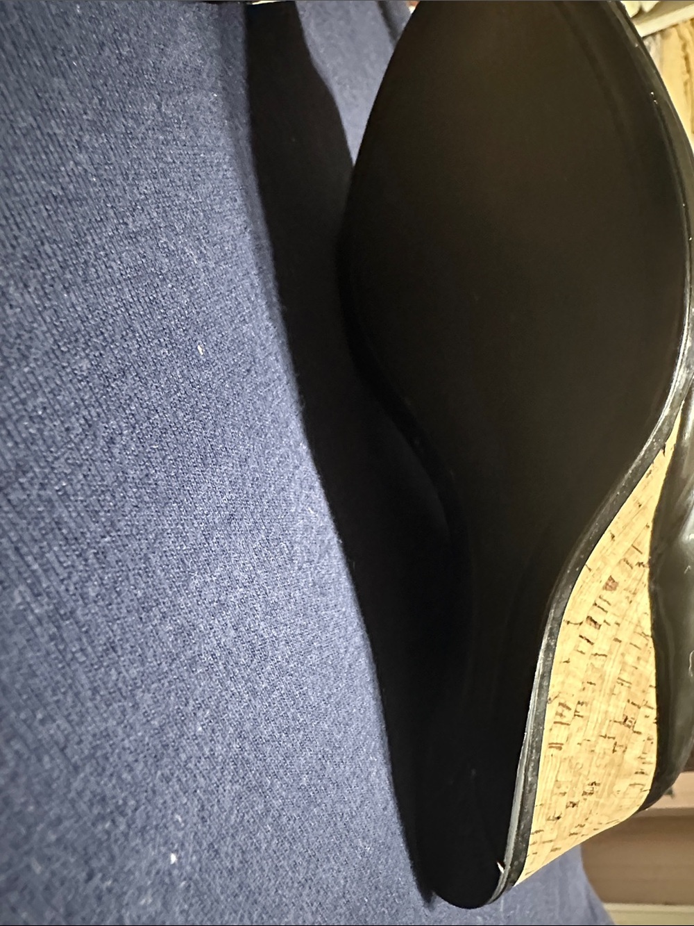 Prada Black Patent Peep-Toe Wedge Pumps - Picture 5 of 8